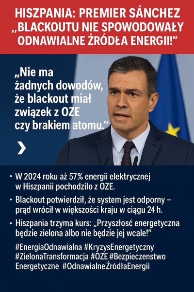 Hiszpański blackout nie podważa sensu zielonej transformacji – przeciwnie, potwierdza jej konieczność